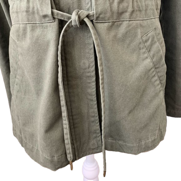 Altar'd State Green Cargo Jacket, full zip, mock neck, sinch waist w/tie & snaps - Picture 3 of 14